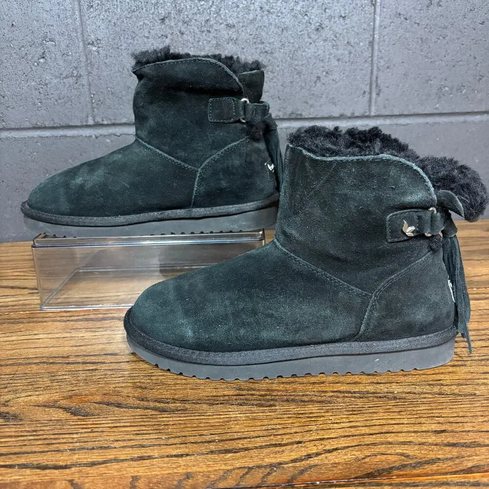 Koolaburra by UGG Black Suede Tassel Ankle Boots Women’s 8